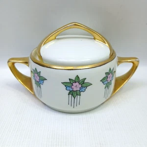 Vintage Porcelana Azúcar Con Tapa Borde Dorado Flores Motivo Rosenthal Selb Baviera - Imagen 1 de 12