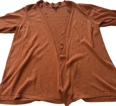 Открытый кардиган Eileen Fisher с коротким рукавом из ржавой/оранжевой шелковой смеси большого размера 2X - Изображение 1 из 4