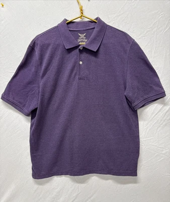 Camisa Polo Gloria Desteñida Para Hombres Púrpura Dos Botones Informal Manga Corta Camisa Foto 1 de 4