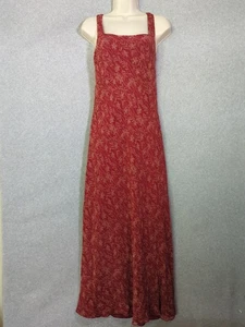 Vintage Y2K Maxi Seide Ann Taylor Slip Babydoll Kleid 8 ärmellos Blumen weinrot - Bild 1 von 6