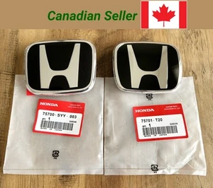 2x Black Chrome JDM Honda Front Grill and Rear Trunk Emblems Fit 2022 11th Civic - Picture 1 of 6