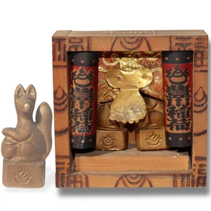 Japanischer Schrein Holz Zushi Keramik Fuchs Ornament Shinto Inari Kitsune Tempel - Bild 1 von 22