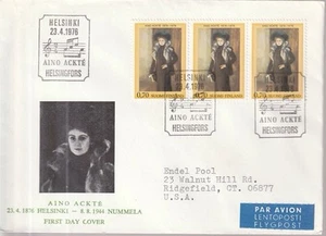 1975 FINLAND FDC AIR MAIL COVER MUSIC STAMPS TO USA - Picture 1 of 2