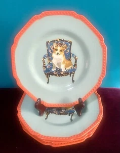JUEGO/4 PLACAS DE POSTRE CORGI Sarah Raphael Balme Silla Azul/Naranja ANTROPOLOGÍA - Imagen 1 de 12