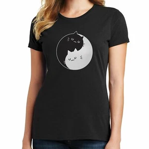 Ying Yang Cats T Shirt 02361 - Picture 1 of 40