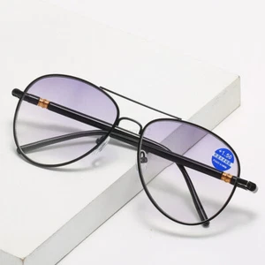 NEW Mens Aviator Style Reading Glasses Spring Loaded Bifocal sunglasses 1.0-4.0 - Picture 1 of 12
