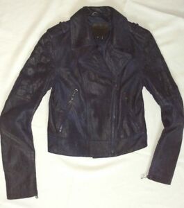 Paige~Sacha~NightStar~Dark Blue~Lamb Leather Jacket~Silk Lining~XS~Moto~$995