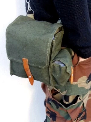 Vintage Polish army canvas grenade bag carry fishing shoulder military - Image 1 of 4