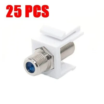25 Pack F 3GHz Keystone F-81 Coax Jack Snap-In Cable TV Coupler Connector RG6 - Image 1 of 2
