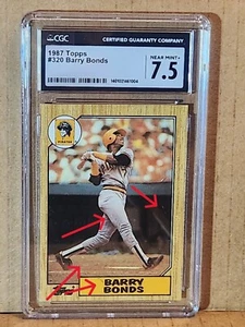 1987 Topps #320 Barry Bonds (RC) MULTIPLE ERRORS CGC 7.5 FRESH GRADE MINT CASE - Picture 1 of 4
