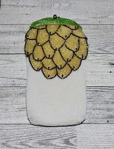 Vintage 1950's Delill Hand Beaded Pineapple Micro Bead Coin Purse Glasses Case - Picture 1 of 3