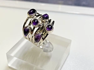 Vintage Sterling Silver 925 Ring Amethyst 6.32g Size M1/2 - Picture 1 of 8
