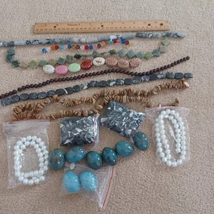 Huge jewelry making LOT 2 lbs 8 oz beads gemstones, Marble, JADE, Pearl, Cryst - Picture 1 of 10