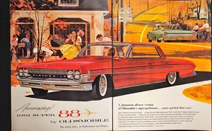 1960 Oldsmobile '61 Super 88 Auto 2 PAGE Print Ad Red Car Boston Cape Ann - Picture 1 of 6