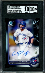 2022 1st Bowman Draft Chrome ~ Cade Doughty ~ Black Refractor /75 ~SGC 10 ~ Auto - Foto 1 di 2