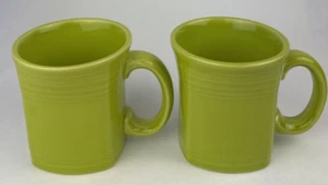 2 Fiesta Fiestaware HLC Green Square Bottom 12 oz Coffee Mug Excellent - Picture 1 of 14