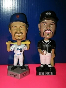 MIKE PIAZZA  BOBBLEHEADS SET OF 2  2002, 2003. UPPERDECK, SUBWAY SERIES. - Picture 1 of 9