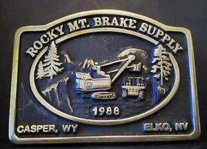 Rocky Mountain Brake Supply Shovel Crane Truck 1988 Belt Buckle Anacortes Brass - Picture 1 of 3
