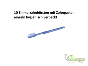 10x Einmalzahnbürsten Einweg zahnbürste mit Zahnpasta einzeln verpackt Camping - Bild 1 von 1
