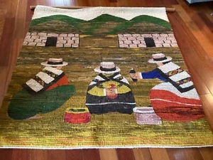 Wool Woven Wall Hanging Folk Art .size 49” X 52”.hand Made - Picture 1 of 7
