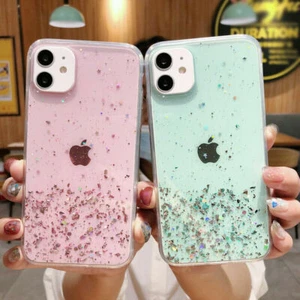 Glitter Bling Silicone Soft Case for iPhone 16e 16 15 14+ 13 12 Pro Max XS Cover - Picture 1 of 21