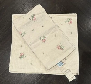 Laura Ashley Vintage 100% Cotton 2 Hand Towels Pink Rose - Rosemoor New Offers - Picture 1 of 4