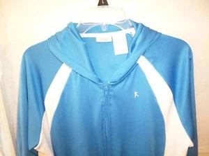 Women's Danskin Now jacket blue/white w/hood zipper size XL/XG (16-18) - Picture 1 of 3