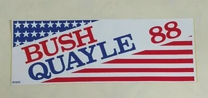 vtg BUSH QUAYLE 88 flag background president 9.5" unused BUMPER STICKER - Picture 1 of 1