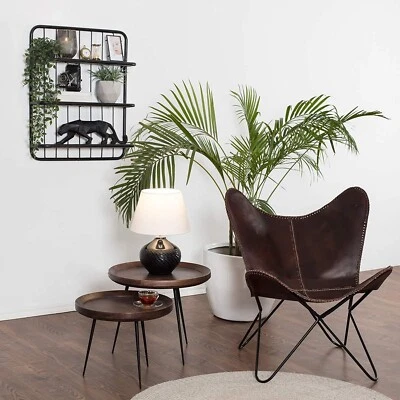 Vintage Handmade Leather Accent Butterfly Chair Folding Relax Arm Chair - Image 1 of 4