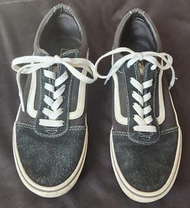 Vans Old Skool Youth Size 6 Black White Classic Skate Shoes Canvas & Suede - Picture 1 of 6