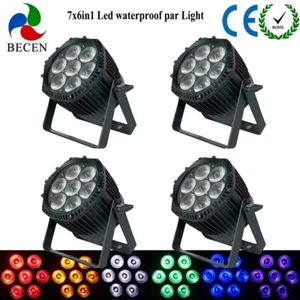 BECEN 4pcs 7x6in1 IP65 Outdoor Led Par Light Stage Lighting RGBWA UV Par Cans - Picture 1 of 6