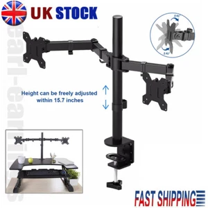 13"- 27" Double Dual Display Computer Screen Monitor Arm Mount Desk Stand LED CC - Picture 1 of 16