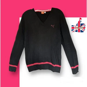 Women’s Size 14 Black V-Neck Long Sleeve ladies Sporty Casual Jumper Top BY PUMA - Picture 1 of 6