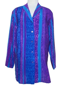Vintage Diane Gilman Silk Tunic Shirt Top Womens Size S Blue Purple - Picture 1 of 4