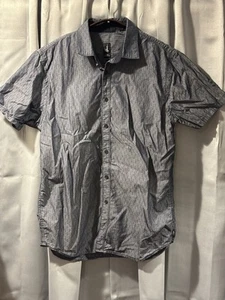 Howe Nordstrom Casual Short Sleeve Shirt Size L Button Up Gray Black Arrows - Picture 1 of 5
