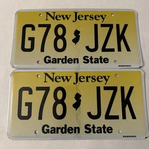 Par de placas de Nueva Jersey G78 JZK Garden State amarillo negro - Imagen 1 de 4
