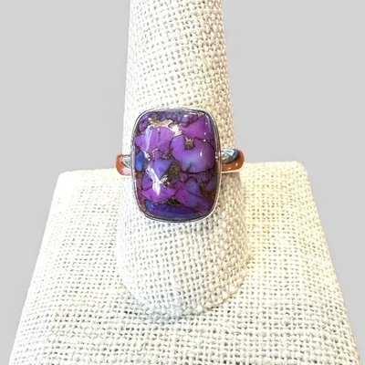Purple Copper Mohave Turquoise Ring 925 Sterling Silver Statement Size 9.75 - Image 1 of 4
