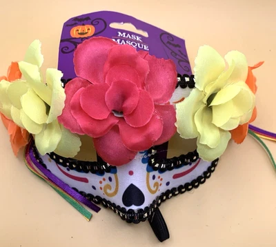 NWT! Day of the Dead Mask Colorful Dia de los Muertos Masquerade Mask Theatre - Image 1 of 4