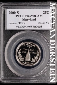 2000-S Maryland State Quarter - PCGS PR69DCAM - Proof No Reserve #SLi18 - Picture 1 of 2