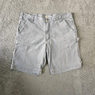 Carhartt Mens Relaxed Fit Gray Canvas Carpenter Shorts Size 38 - Image 1 of 4