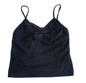 Flowers By Zoe Girls Black Rjbbed Twisted Neckline Cropped Cami Tank M(8-10) - Picture 1 of 3