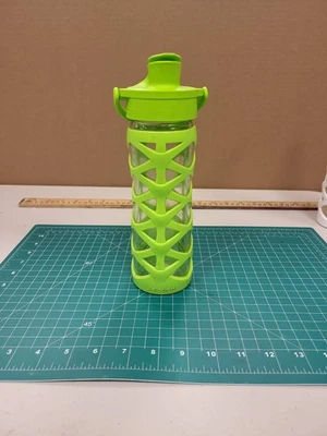 Lifefactory 16oz Glass Water Bottle Flip Cap Silicone Sleeve Lime Green - Image 1 of 4