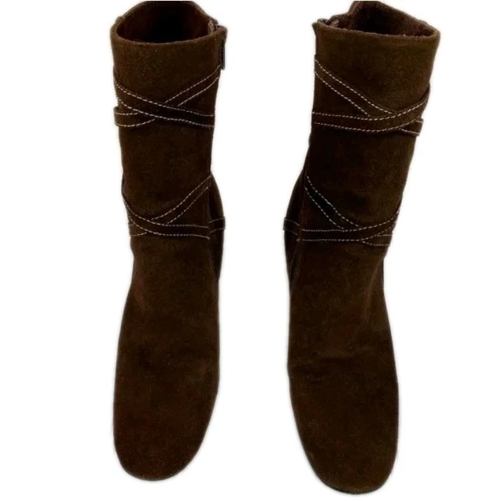 Bisou Bisou Leather Suede Boots By Michele Bohbot Women's Size 9.5 Brown   - Image 1 of 4