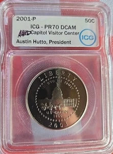 2001-P Capitol Visitors Center PR70 DCAM ICG Austin Hutto Signed - Picture 1 of 4