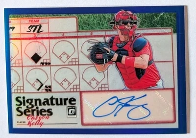 Donruss Optic Signature Series Carson Kelly Blue Prizm Auto 43/50 Cubs Autograph - Image 1 of 2
