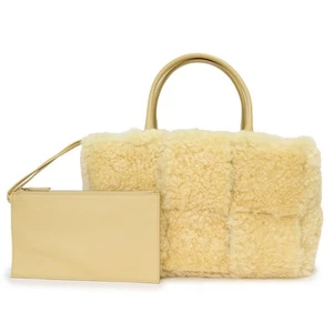 BOTTEGA VENETA Small Arco Tote Handbag Shearling & Lambskin, Yellow 652867 - Picture 1 of 10