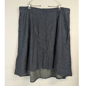 Neu mit Etikett Lands End Denimrock blau Jeans Stretch klassisch hoch niedrig Baumwolle Damen 24W - Bild 1 von 10