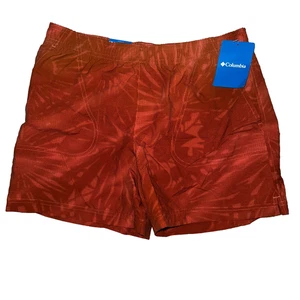 Columbia Men’s Swim Shorts Medium Burnt Orange Floral UPF 50 Quick-Dry NWT - Picture 1 of 4