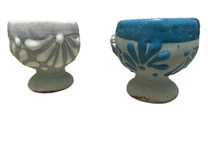 2 Baby Blau Terrakotta Weiß Himmelblau Schnapsglas Tasse Set 2”x2” Rustikal Mexikanisch - Bild 1 von 4