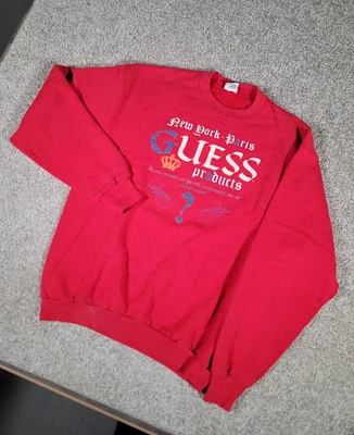 Vintage 90s Guess Jeans by Georges Marciano Sweatshirt Large Red USA Made Rare - Image 1 of 4